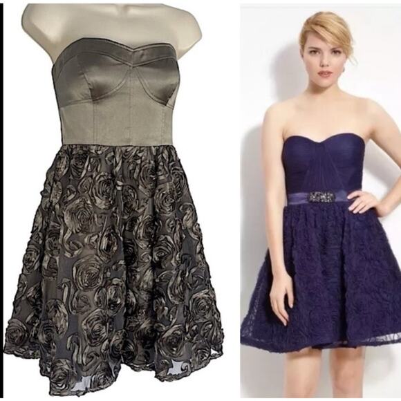 Adrianna Papell Boutique Strapless Embellished Cocktail Dress Fit Flare 2P - Picture 1 of 12